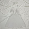 Minivestido halter blanco con brillo y argollas plata