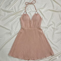 Minivestido halter rosado con argollas plata