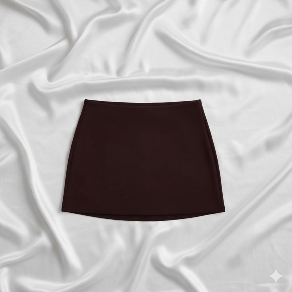 Minifalda marrón de corte limpio