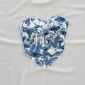 Top strapless azul con print botánico