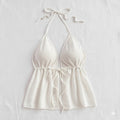 Top halter blanco de tiras con ruedo amplio