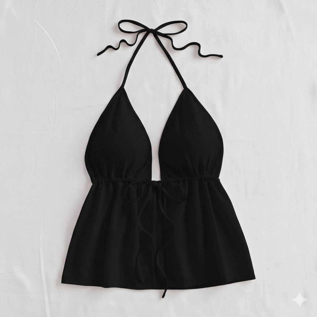 Top halter negro de tiras