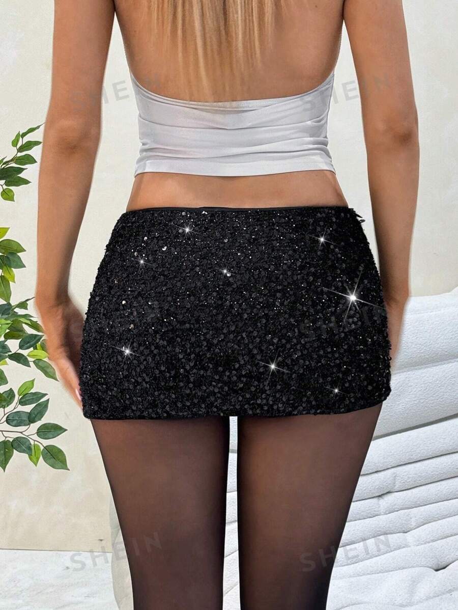 Minifalda negra de lentejuelas