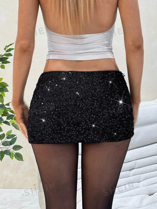 Minifalda negra de lentejuelas